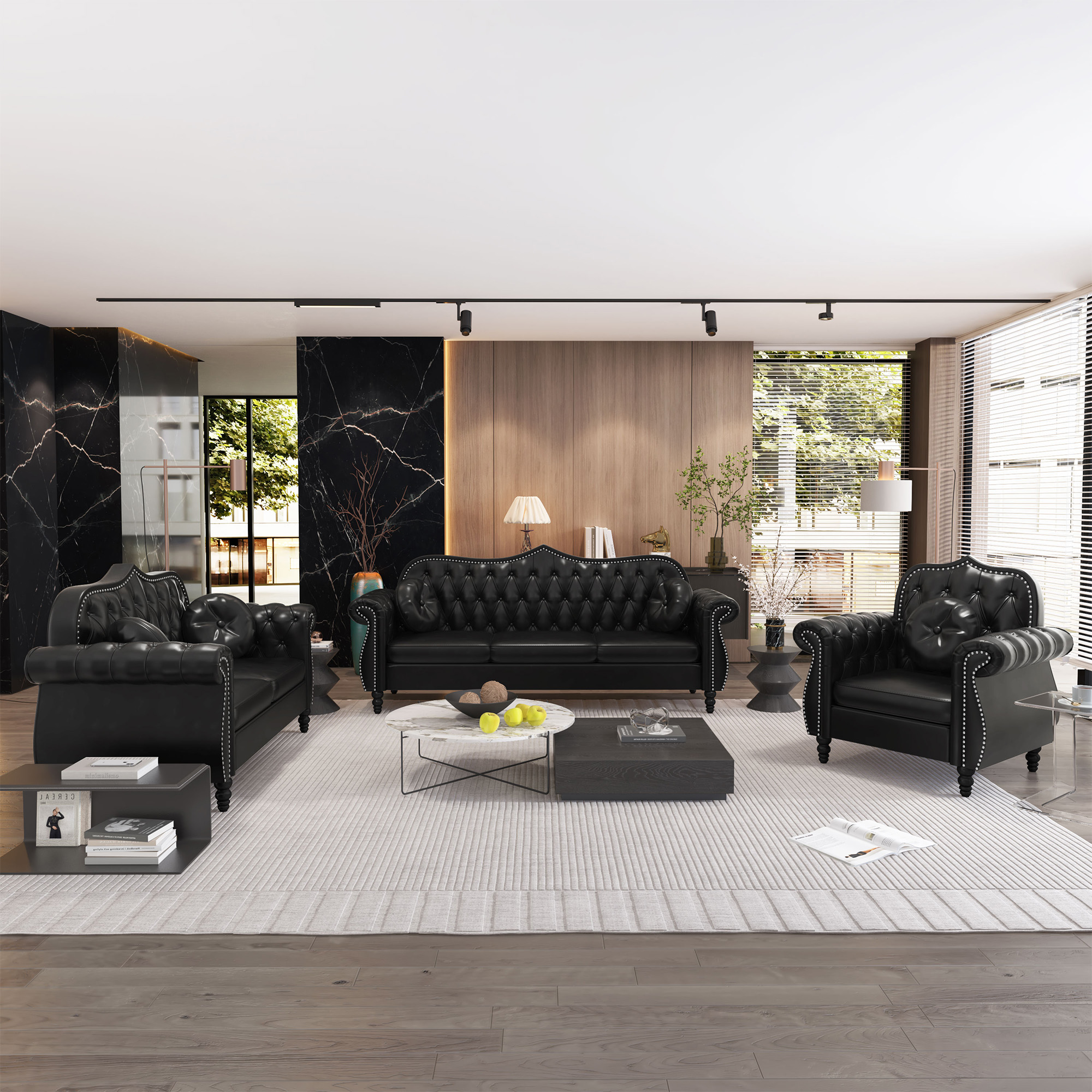 Amazon.com: RUSTYER Chesterfield Three Seater Sofa, Mid